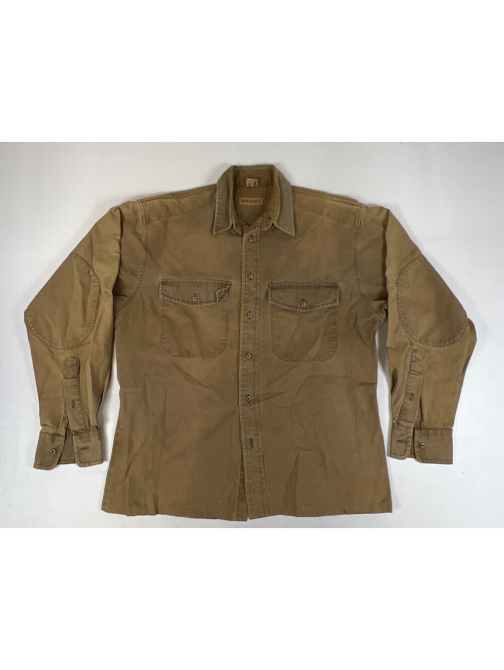 Ruff Hewn Women M Brown Cotton Long Sleeve Button Up Utility Shirt USA
